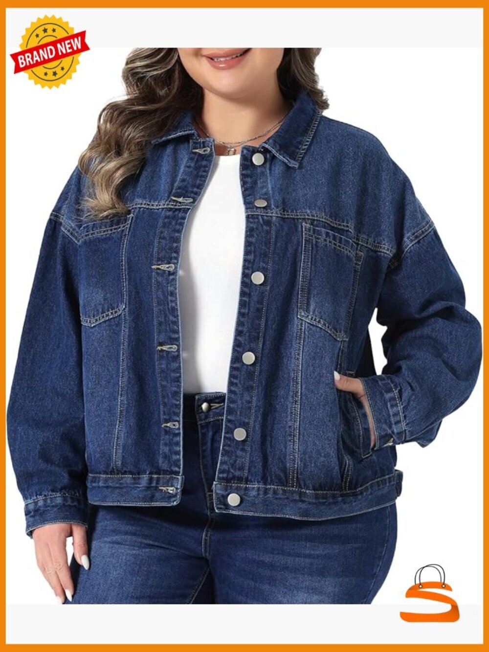 Plus Size Denim Jacket Long Sleeve Button Down Vintage Western Coat